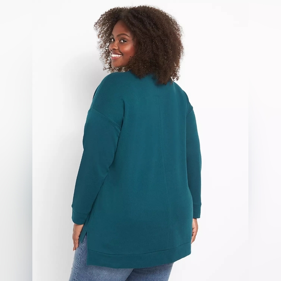 Lane Bryant Scattered Stars High-Low Graphic Sweatshirt Green/Silver PLUS 18/20 - Picture 2 of 15